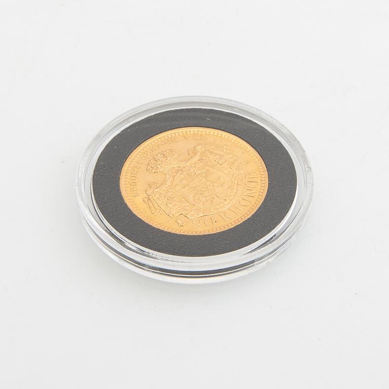 Guldmynt Sverige, Oscar II 20 kr, 1890.