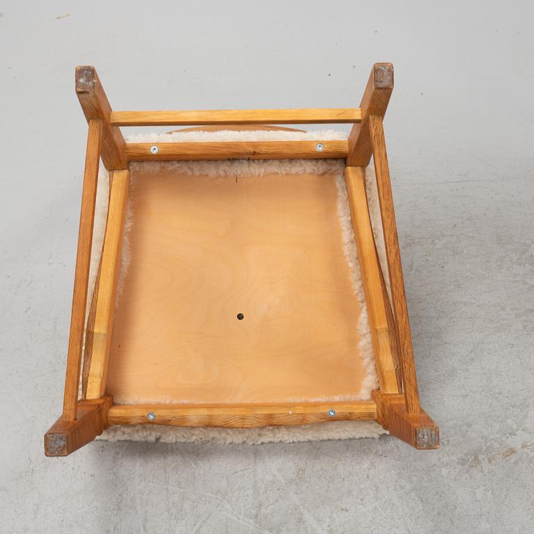 Henning Kjærnulf, a set of six oak 'Razorblade' chairs with new sheepskin upholstery, EGK, Denmark 1960s.