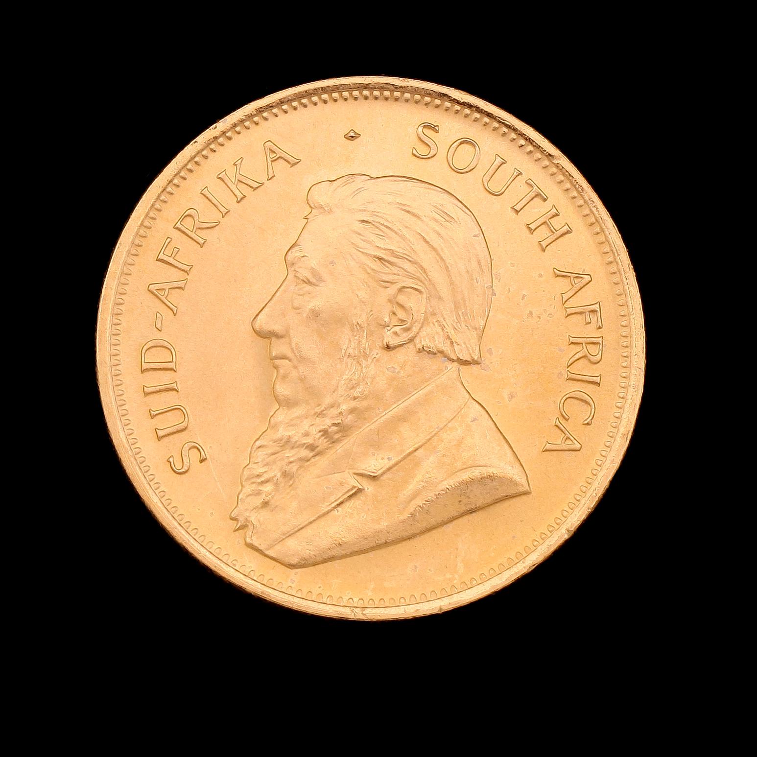 GULDMYNT, finguld, Krugerrand, Sydafrika, 1983. Vikt ca 34 g.
