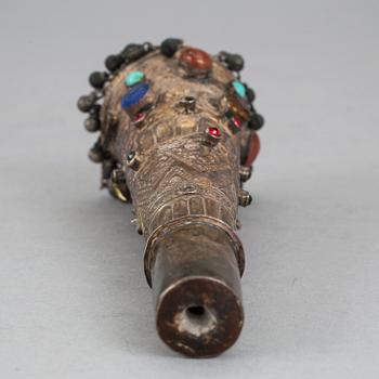 An inlaid silver pipe. presumably India, early 20th century.