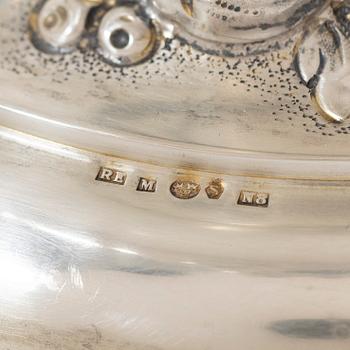 A silver punch-bowl on foot, Swedish import marks company Ragnar Ericson, Malmö 1939.