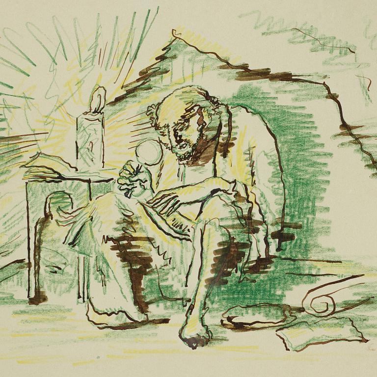 ISAAC GRÜNEWALD, mixed media on paper.