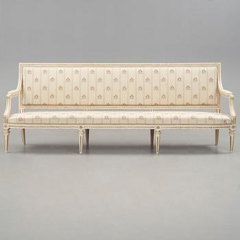 A Gustavian sofa, late 18th centrury, by E Holm.