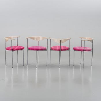 FREDRIK SIECK, a set of six chairs for Fritz Hansen Denmark later part of the 20th century.