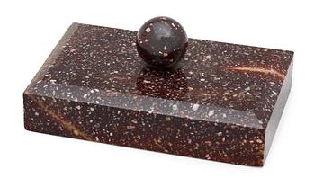 A Swedish porphyry 19th century paper weight.