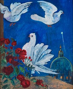 860. Hilding Linnqvist, Doves and roses.