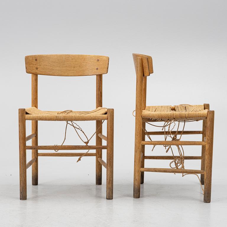 Børge Mogensen, Stolar 4 st, modell J39. Fredericia möbelfabrik, Danmark.