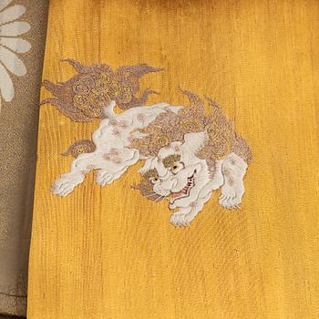 A group of nine Japanese textiles, silk and brocade, first half of the 20th century.