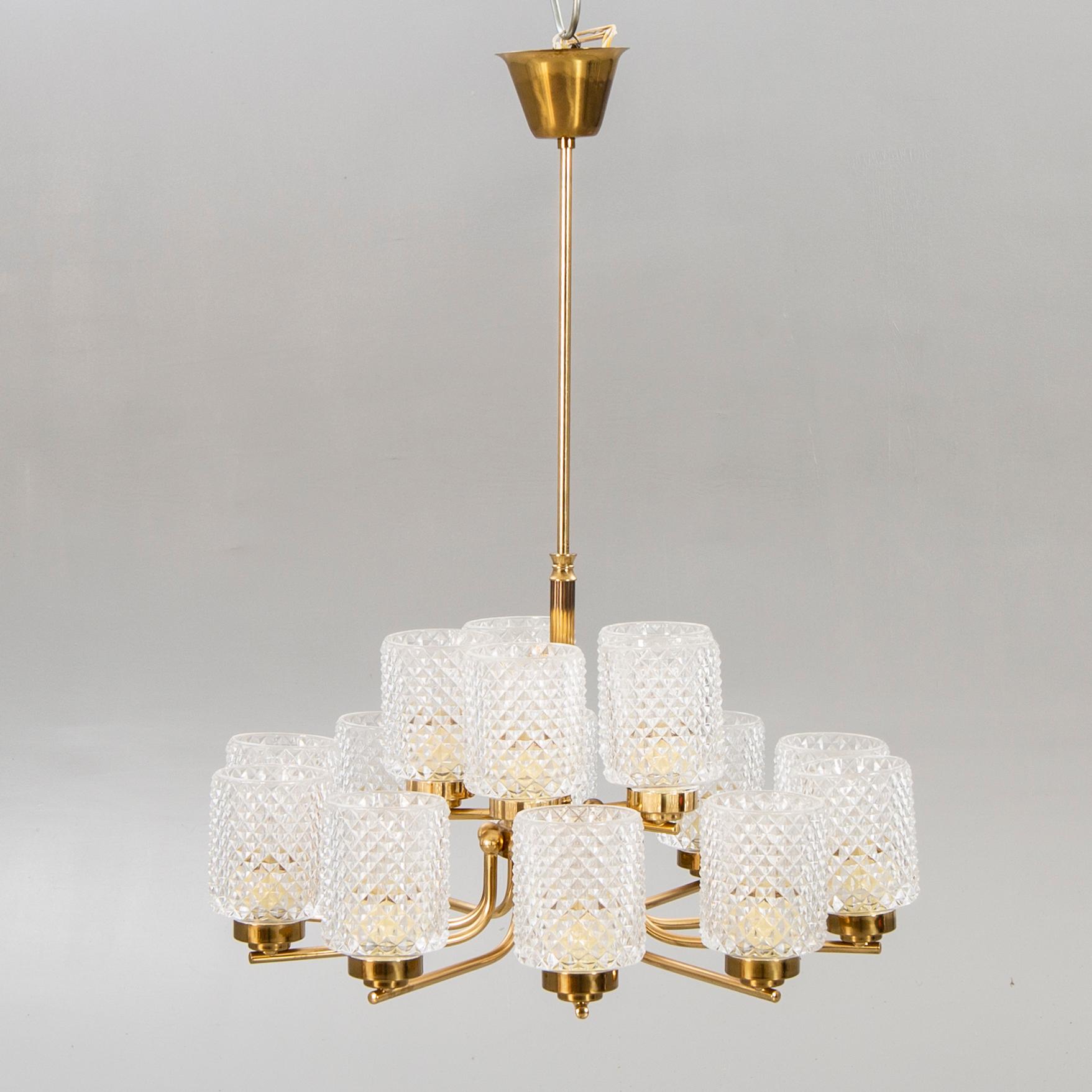 A Swedish 1950/60s brass ceiling lamp.