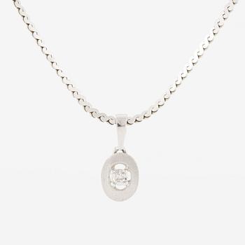 Pendant, 18K white gold with small diamond, with chain 18K white gold.