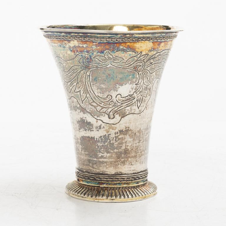 Carl Johan Bask, bägare, silver, Södertälje 1766.