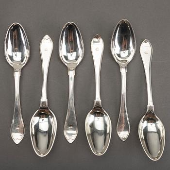 A Swedish set of six silver spoons mark of M Söderberg Visby 1800, weight ca 442 gr.