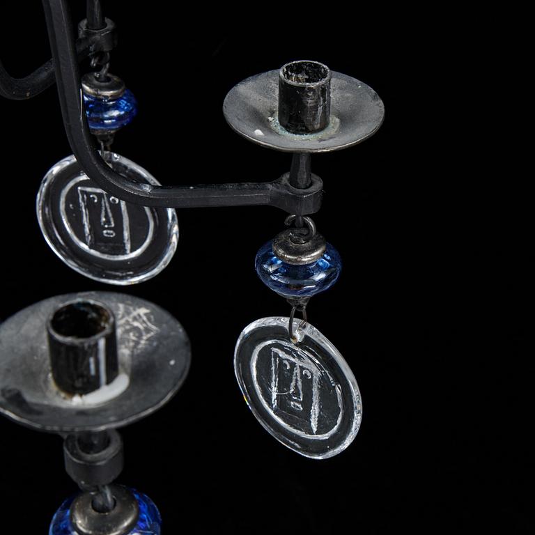 Erik Höglund, chandelier, glass and iron, second half of the 20th century.