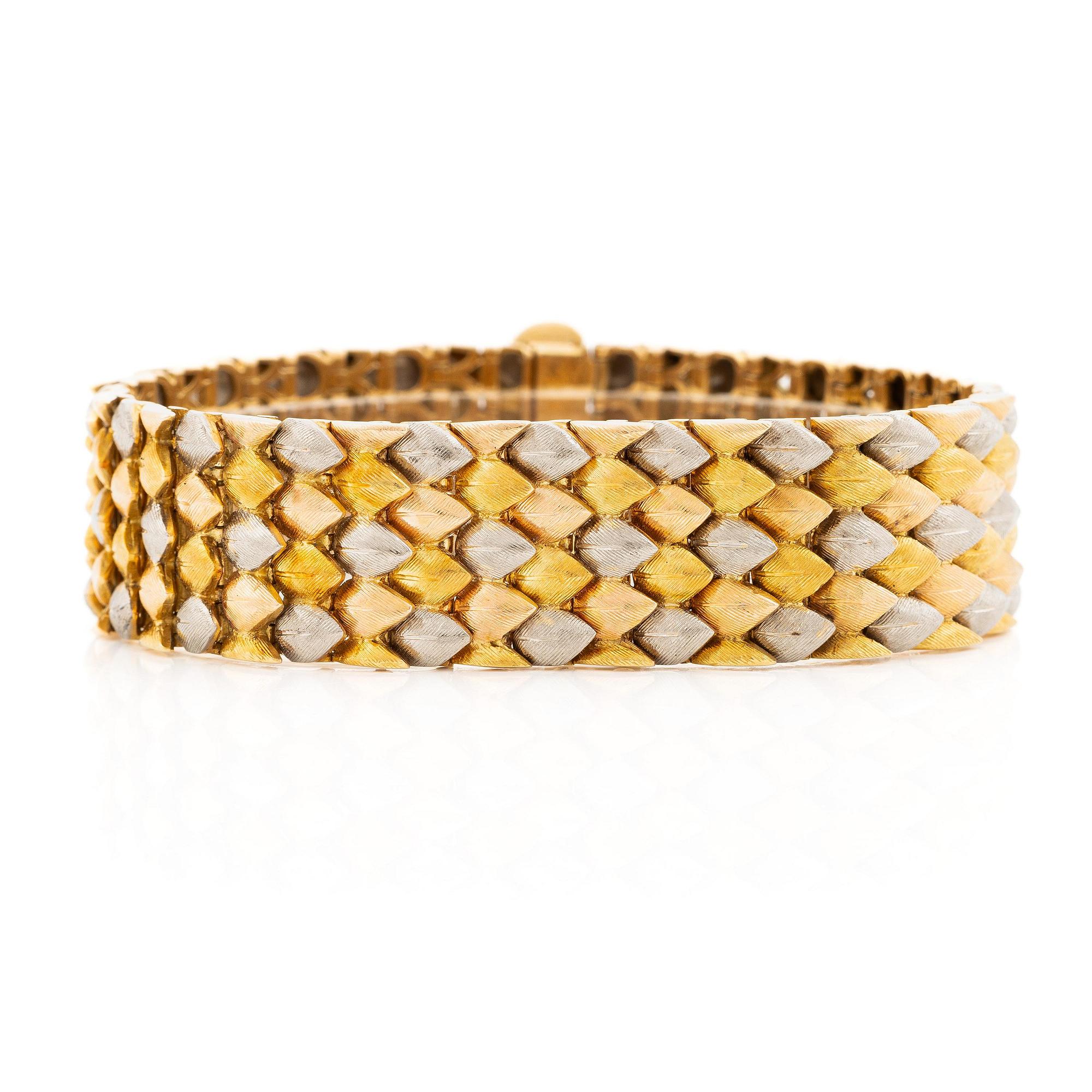 A bracelet, three-coloured gold, circa mid/late 20th century.