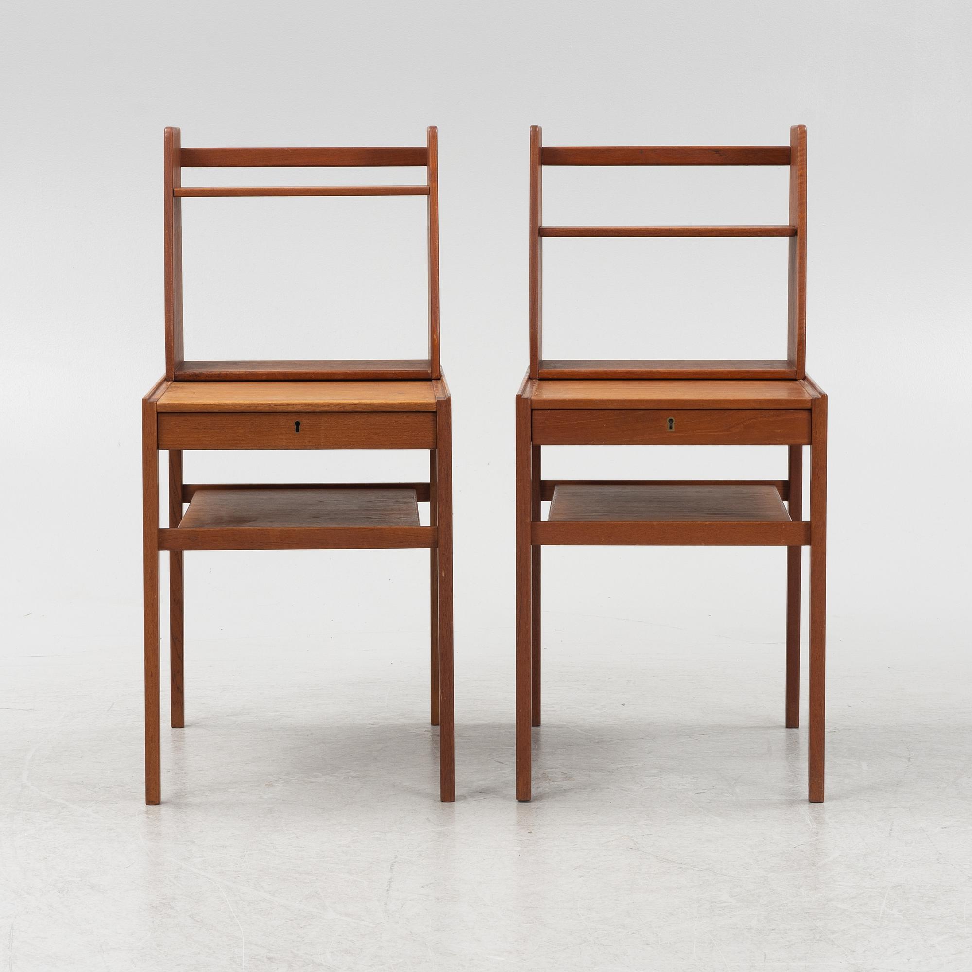 Sven Engström & Gunnar Myrstrand, sängbord med hylla, ett par, "Dixie, Tingströms, Bra Bohag", 1950/60-tal.