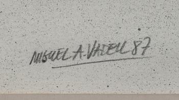 OKÄND KONSTNÄR, Miguel Vadell, blandteknik på papper, signerad och daterad -87.