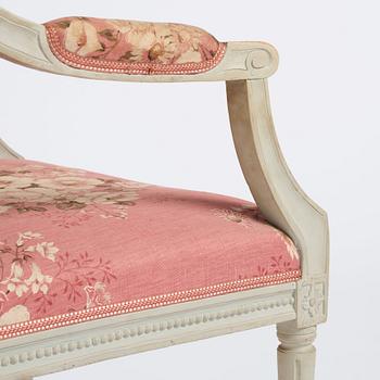 A carved Gustavian armchair by C. J. Wadström (master 1788-1816).