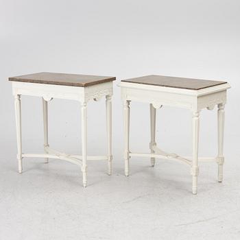 Two side tables, Gustavian style, 20th century.