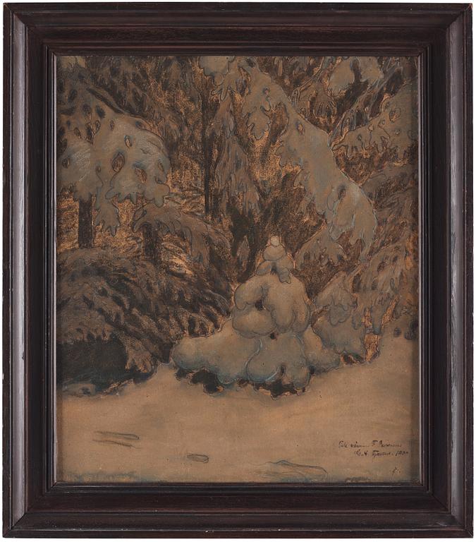 Gustaf Fjaestad, Snowy landscape.