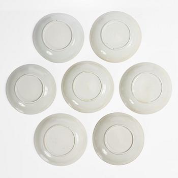 Tefat, 7 st, kompaniporslin, Kina, Qingdynastin, Jiaqing (1796-1820).