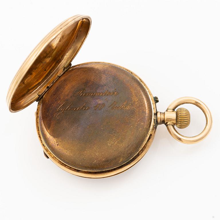Pocket watch, 14K gold, approx. 34.5 mm.