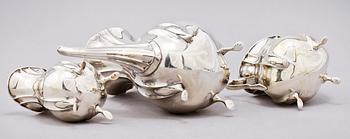 KAFFESERVIS, 3 delar, silver, GAB, Stockholm, 1920. Tot. v. 1068 g.