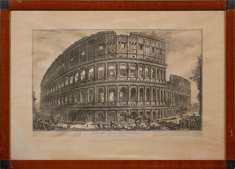 FRANCESCO PIRANESI, 2 st, efter, etsningar, 1800/1900-tal.