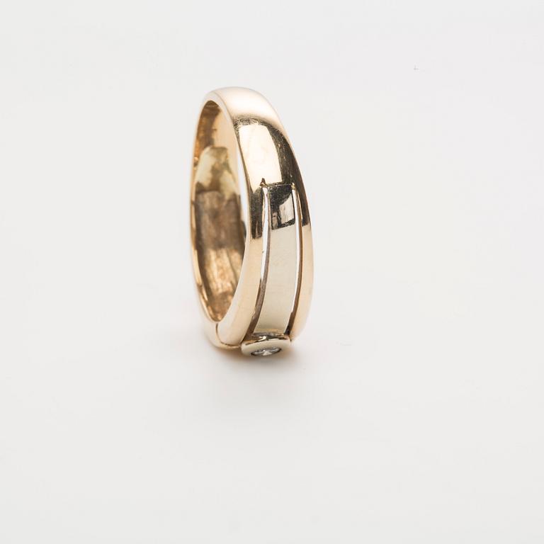 RING, 14K guld, briljantslipad diamant, ca 0,08 ct.