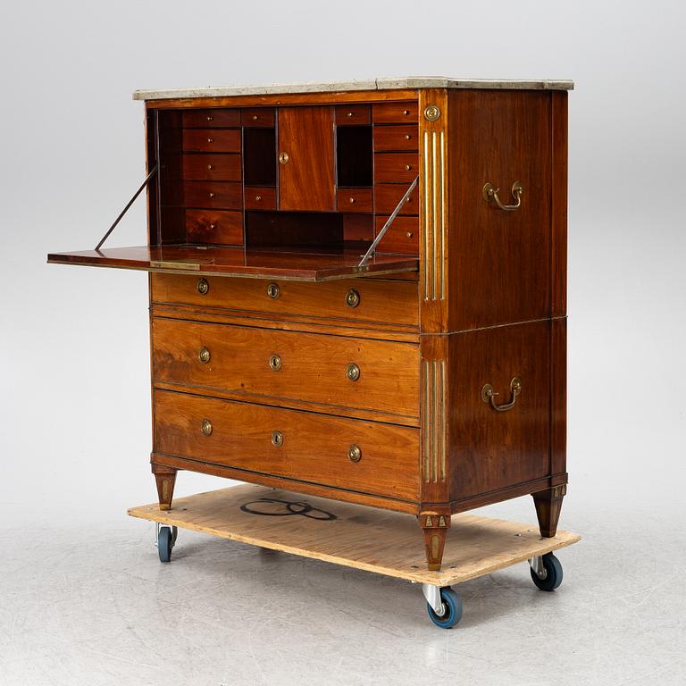 Secretary, late Gustavian, late 18th century, signed.