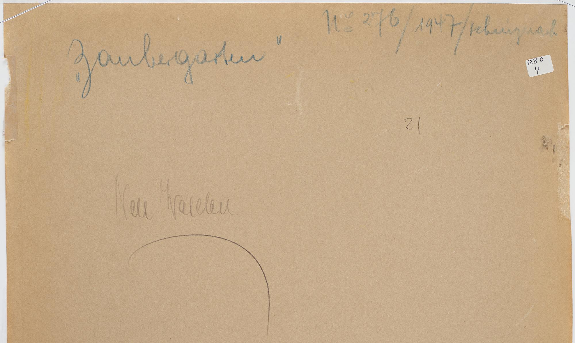 NELL WALDEN, mixed media on paper, signed.