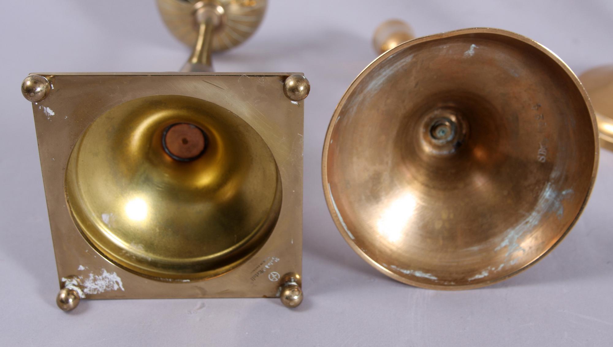 LJUSSTAKAR, 2 par, mässing, 1900-tal.