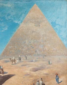 Frans Wilhelm Odelmark, Egyptian landscape with the Sphinx and the Pyramid of Khafre.