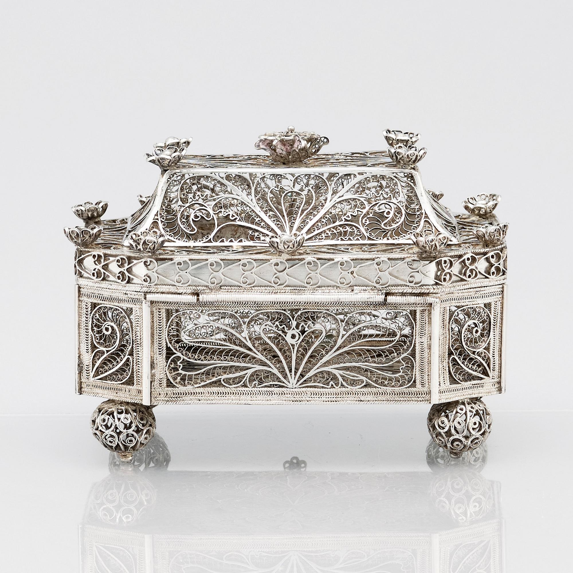 Skrin, silver, filigran, möjligen Vasily Potsov, Moskva 1843.