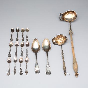 PARTI SILVER, 12+4 st, bl.a. GAB, Stockholm, 1908. Vikt tot ca 337g.