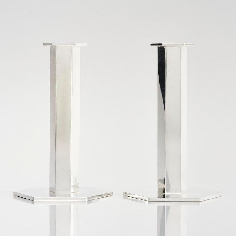 Wiwen Nilsson, a pair of sterling silver candlesticks, Lund, Sweden, 1973-1974.
