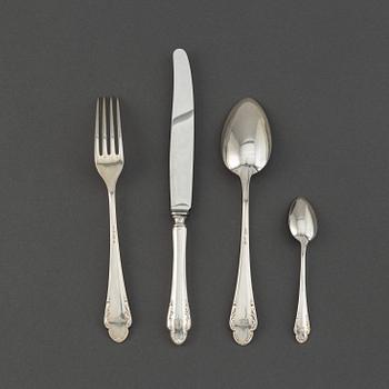 Bestick, 28 delar, silver, modell "Haga". Skandia Silver, Stockholm, 1930-tal.