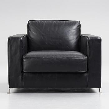 Flexform, a black leather and metal 'Bob' easy chair, post 1997.