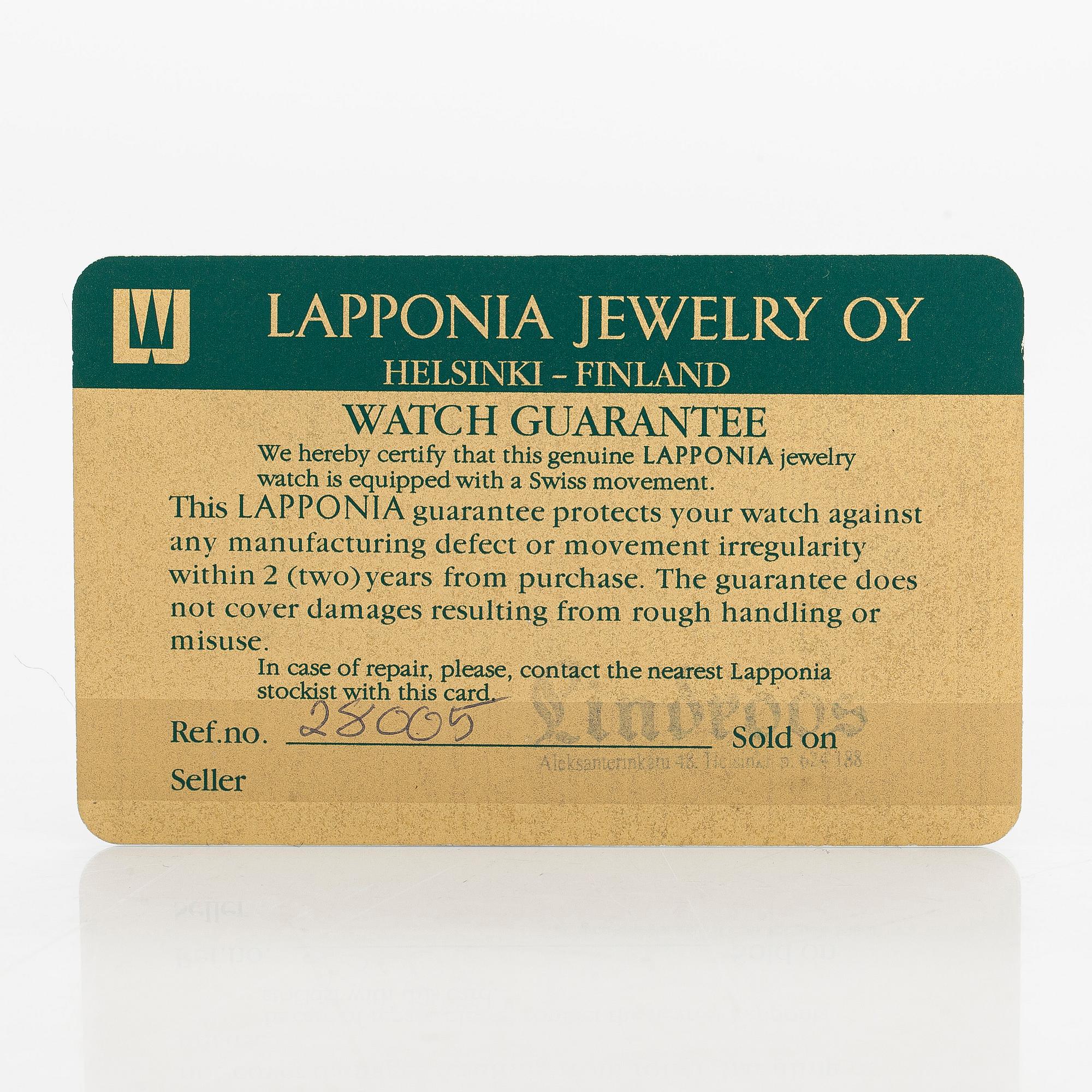 Björn Weckström, a 14K gold 'Pola Negri' wristwatch. Lapponia 2005.
