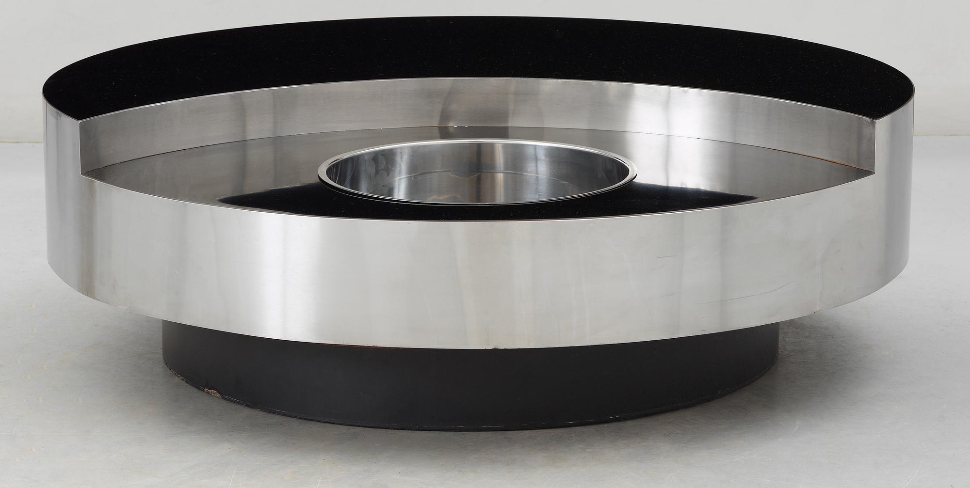 A Willy Rizzo revolving coffee table with bar, France, 1970s.