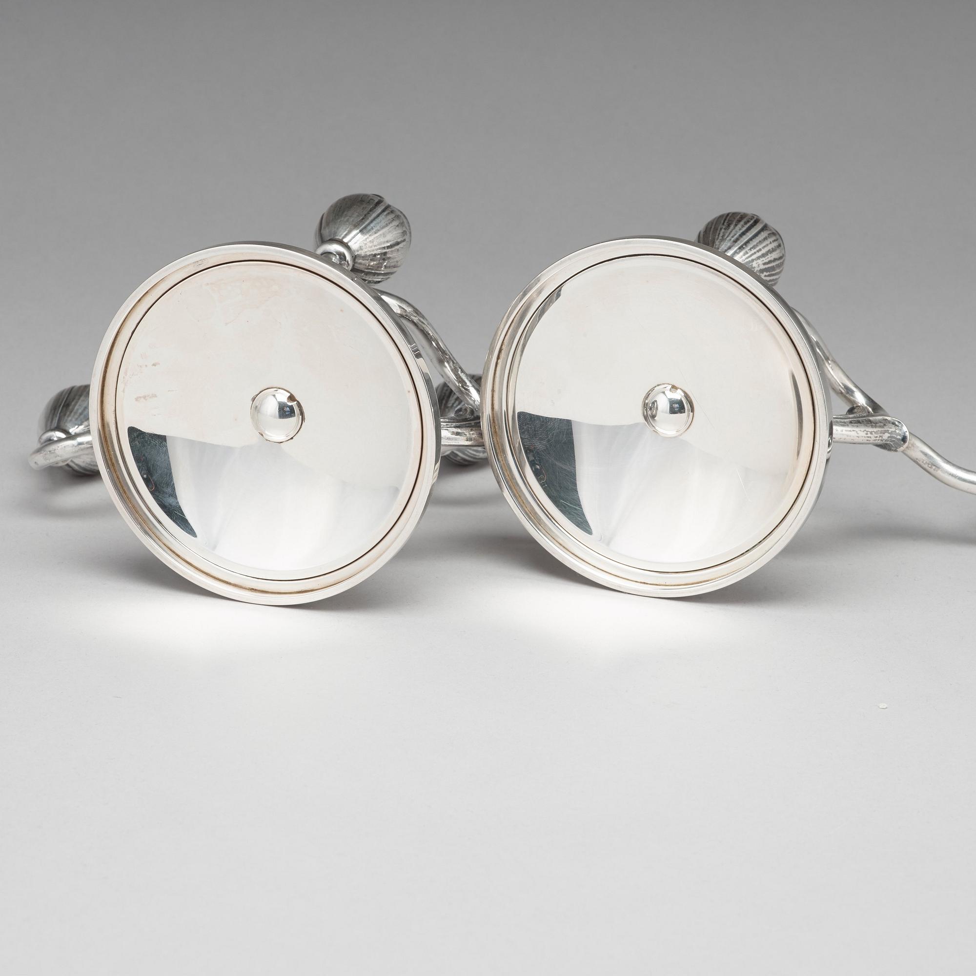 W.A BOLIN, kandelabrar, ett par för vardera tre ljus, Stockholm 1955.