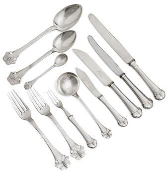 A set of Art Noveau silver flatware imported by HN Dahlström, Örebro 1919.