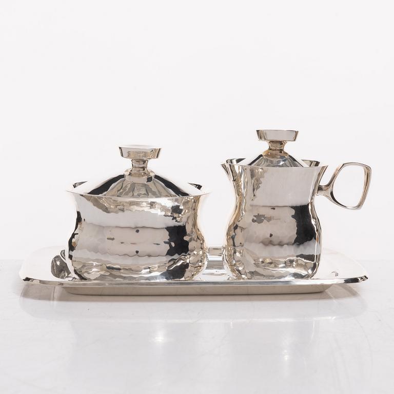 Markströms Guldsmeds Ab, A Swedish silver cream jug, sugar bowl and tray, Uppsala 1970.