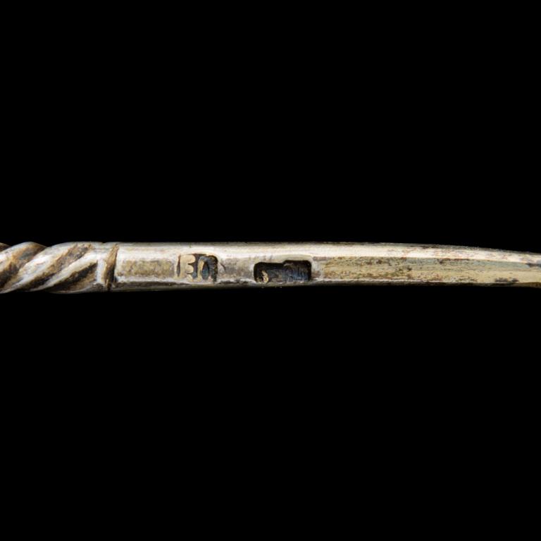 SKEDAR 6 st , silver och emalj, Moskva ca 1900, guldsmed E.O.