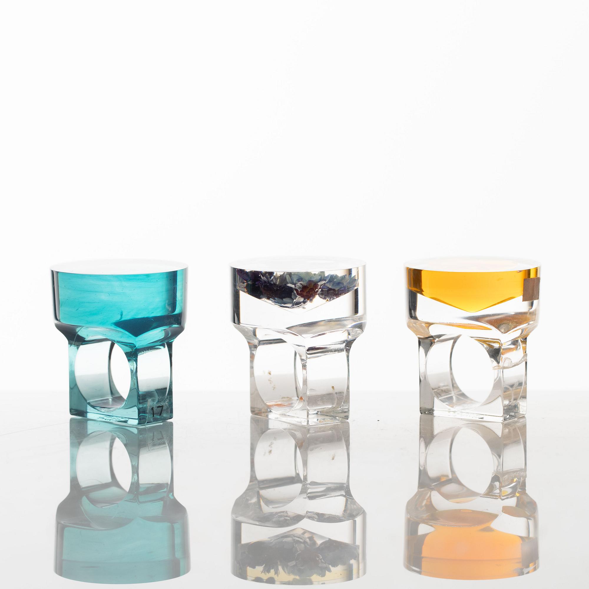 Siv Lagerström, three acrylic rings, 1970s.