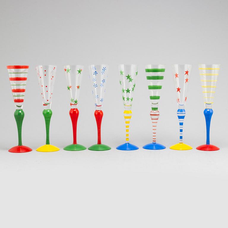 ANNE NILSSON, eight 'Clown' champagne glasses from Orrefors.