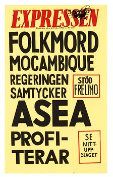 415. Folkets Ateljé, "Folkmord Mocambique" (Genocide Mozambique).