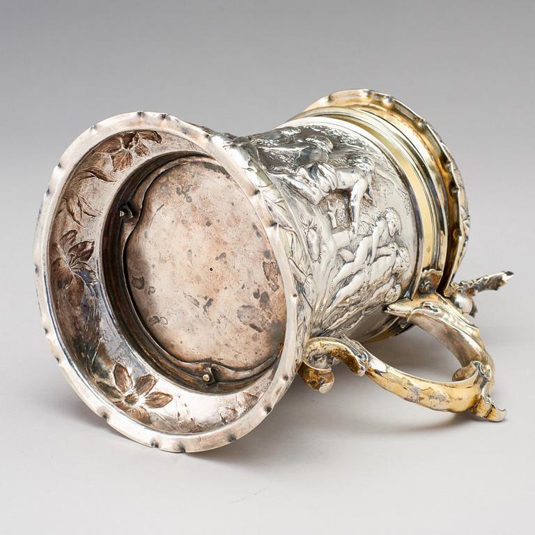 Peter Ohr I (Öhr) dryckeskanna, silver, Hamburg (verksam 1649-1662), barock.
