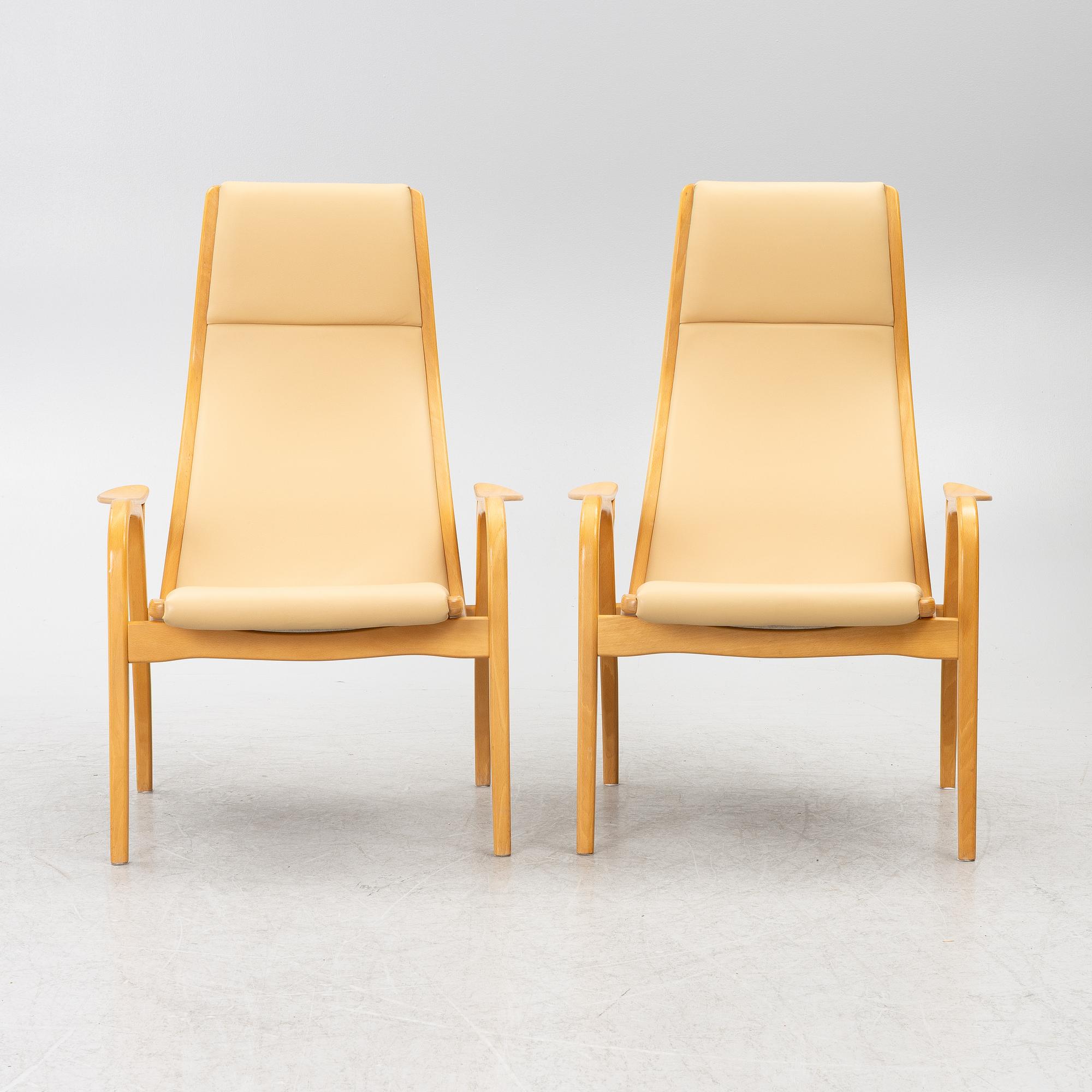 Yngve Ekström, Armchairs, a pair, "Lamino", Swedese, late 20th century.