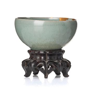 A pale celadon with a blue tint bulb bowl, Korea, Koryo period (918-1392).