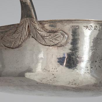 FÖRLÄGGARE, silver, träskaft, benknopp. Gustaf Wallin, Jakobstad 1842.